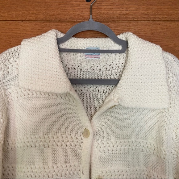 Vintage 60s Carol Brent cream button front longline cardigan sweater - Picture 2 of 6